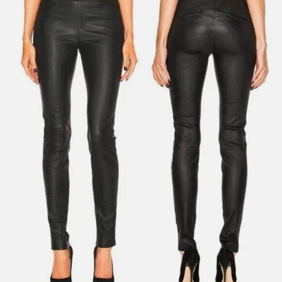 Helmut Lang Leather Leggings, Size 4 - Picture 1 of 4